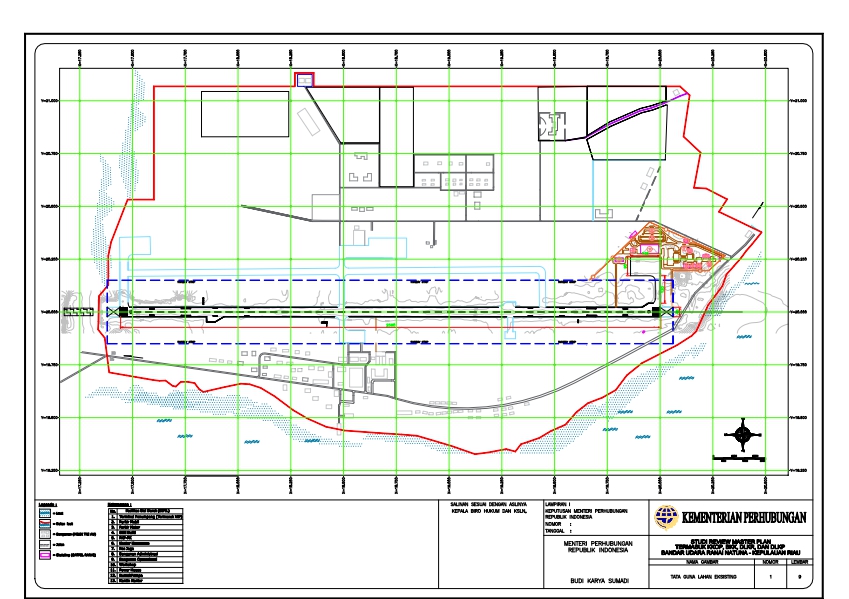 Gambar Peta Bandara Grid Map Eksisting Area Sisi Udara dan Area Sisi Darat