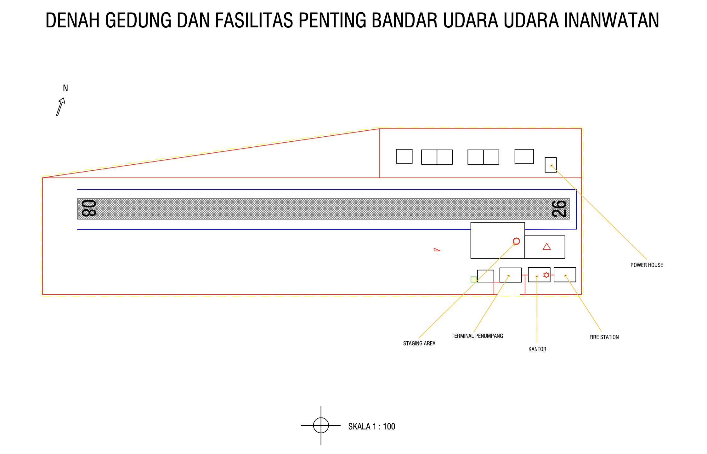 Gambar Peta Bandara Denah Gedung dan Fasilitas Penting Bandar Udara Inanwatan