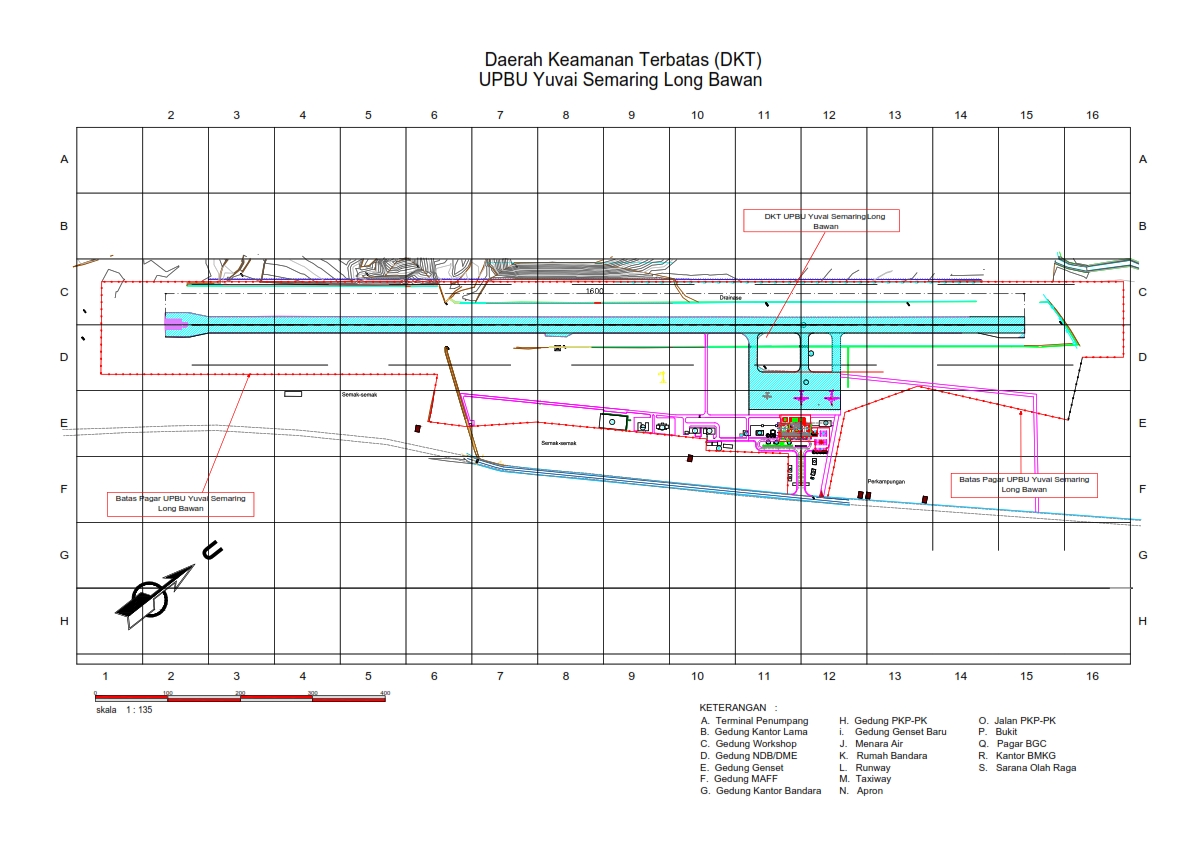 Gambar Peta Bandara Daerah Keamanan Terbatas Bandar Udara Yuvai Semaring