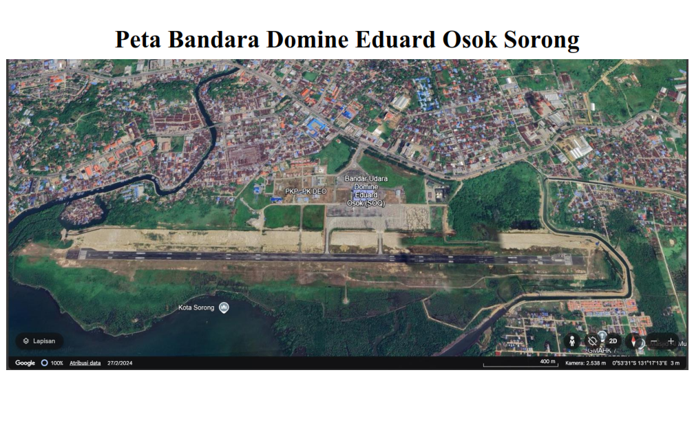 Gambar Peta Bandara Peta Bandara Domine Eduard Osok Sorong, Papua Barat Daya