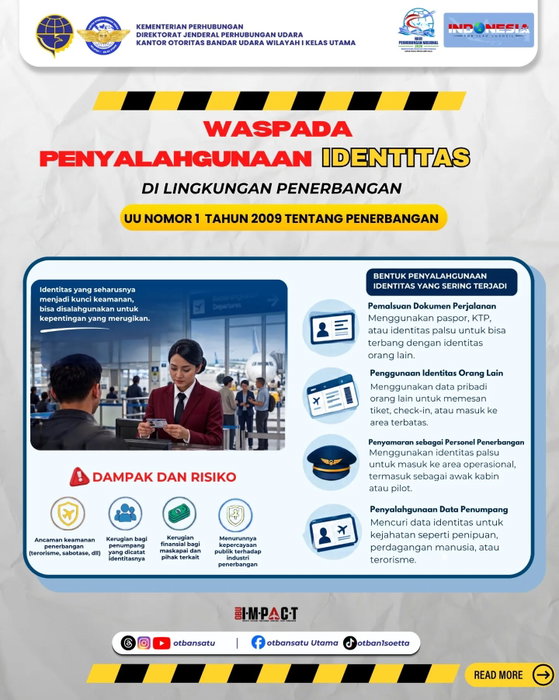 🚨 WASPADA PENYALAHGUNAAN IDENTITAS DI LINGKUNGAN PENERBANGAN! ✈️🔒 Sobat Aviasi, tahukah kamu bahwa identitas diri ada…