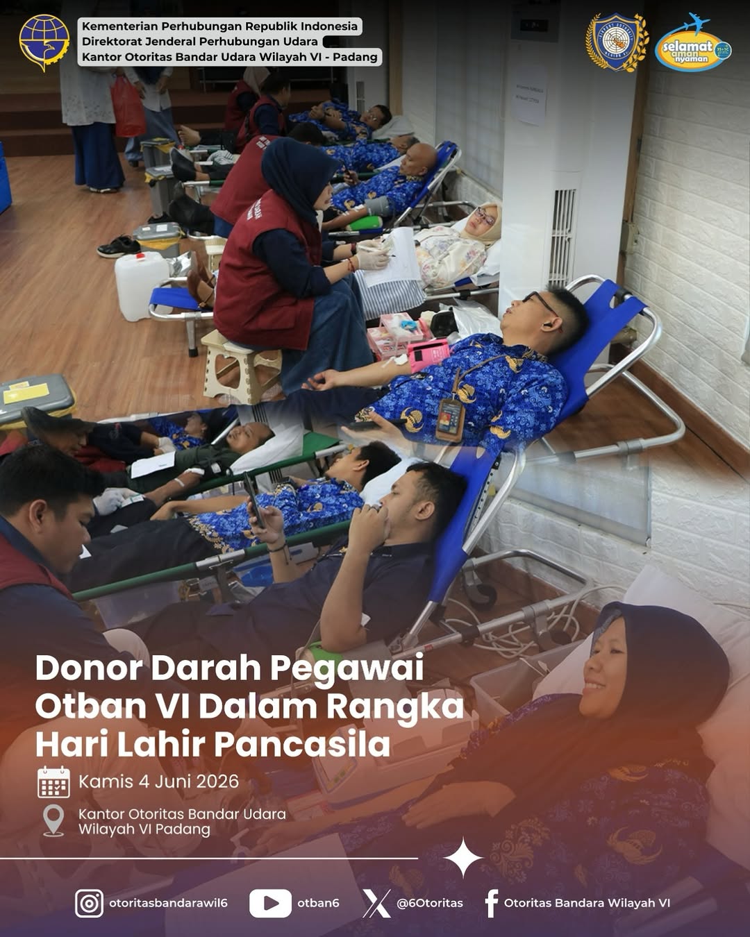 DONOR DARAH PEGAWAI OTBAN VI DALAM RANGKA HARI LAHIR PANCASILA