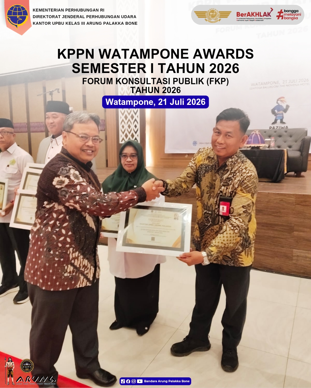 Gambar Berita dengan Judul UPBU Kelas III Arung Palakka Bone Raih Predikat Satker dengan Nilai IKPA Sempurna Semester I Tahun 2026 dalam KPPN Watampone Awards