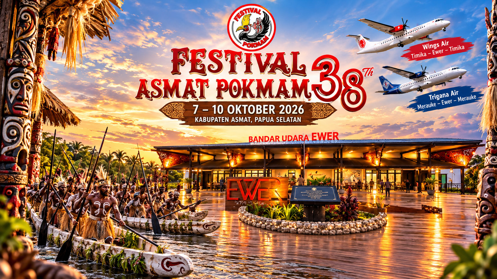 Gambar Berita dengan Judul Saatnya Terbang ke Asmat, Festival Asmat POKMAM ke-38 Tahun 2026 Menanti