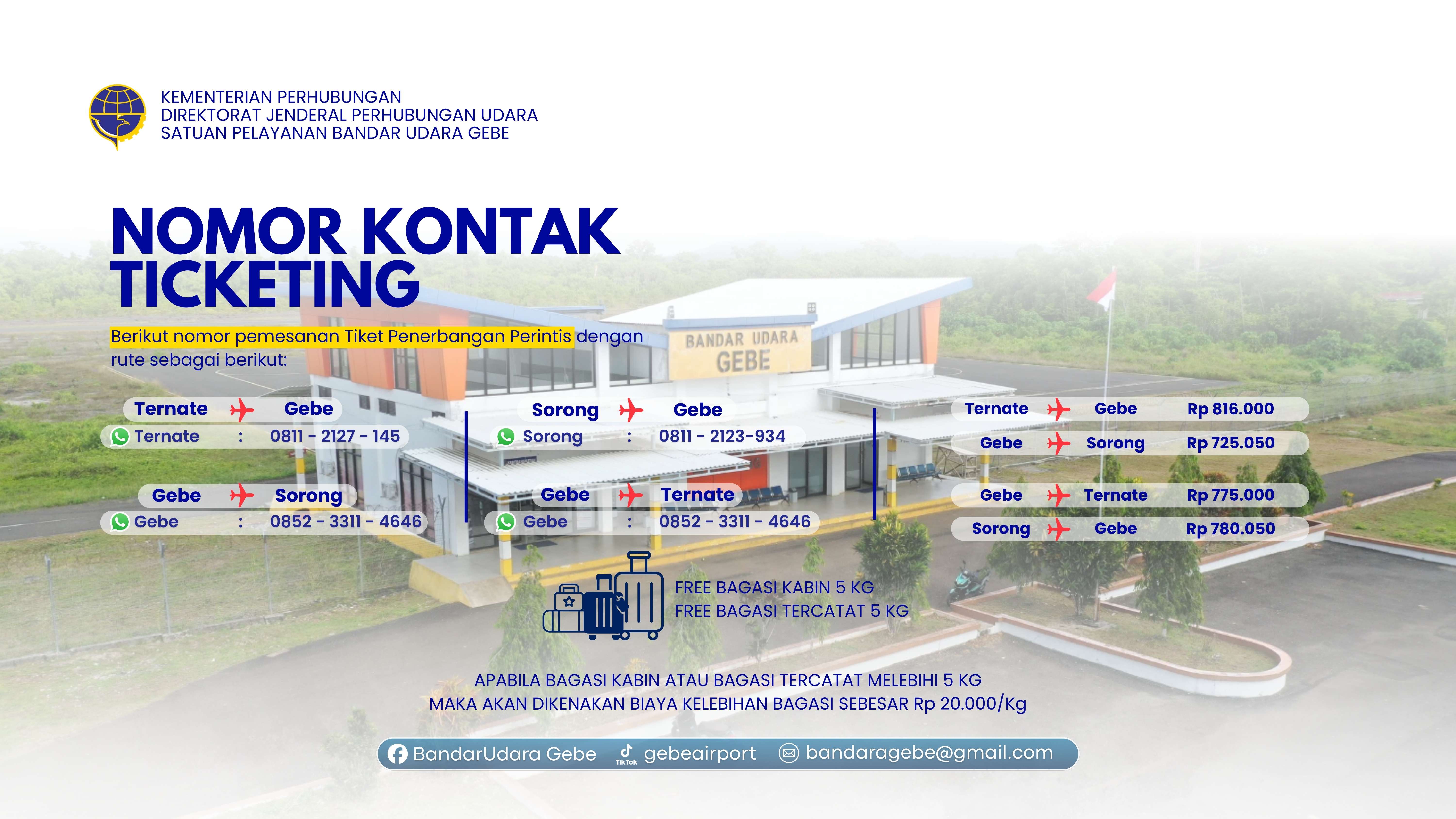 Gambar Berita dengan Judul NOMOR KONTAK TICKETING PENERBANGAN PERINTIS