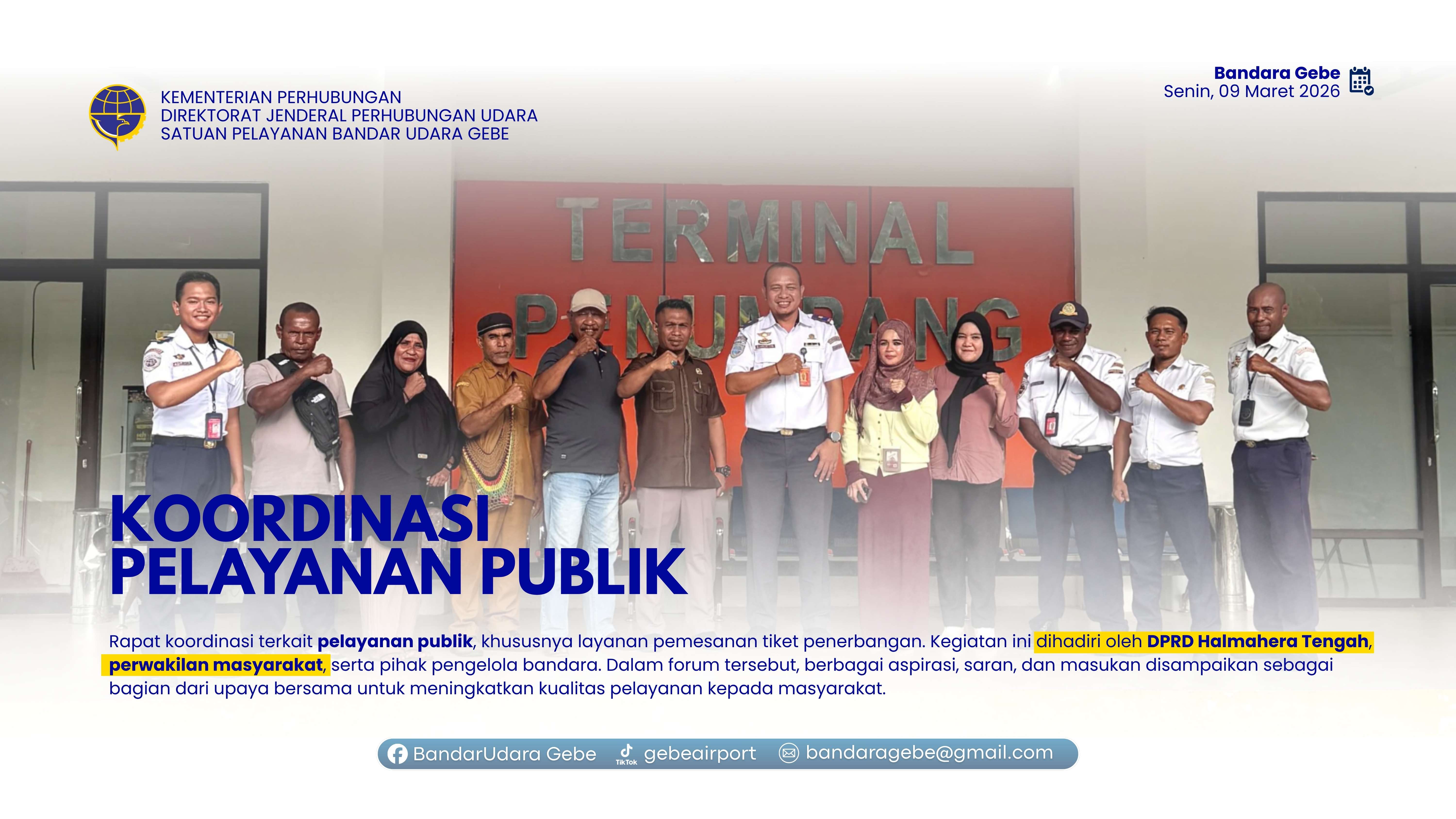 Gambar Berita dengan Judul Koordinasi Pelayanan Publik, Bandara Gebe Perkuat Sinergi Untuk Peningkatan Layanan Masyarakat