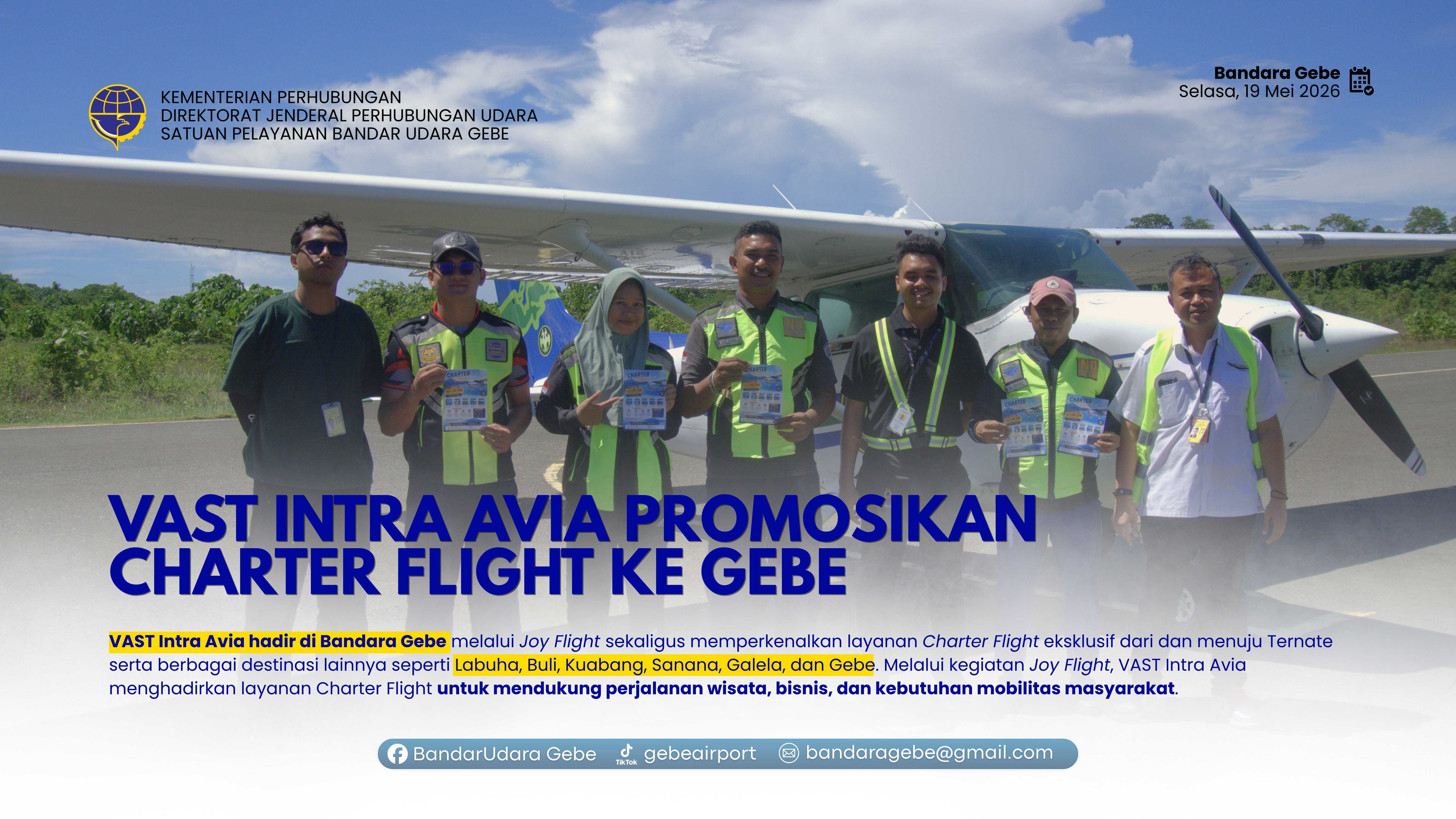 Gambar Berita dengan Judul VAST Intra Avia Promosikan Charter Flight ke Gebe