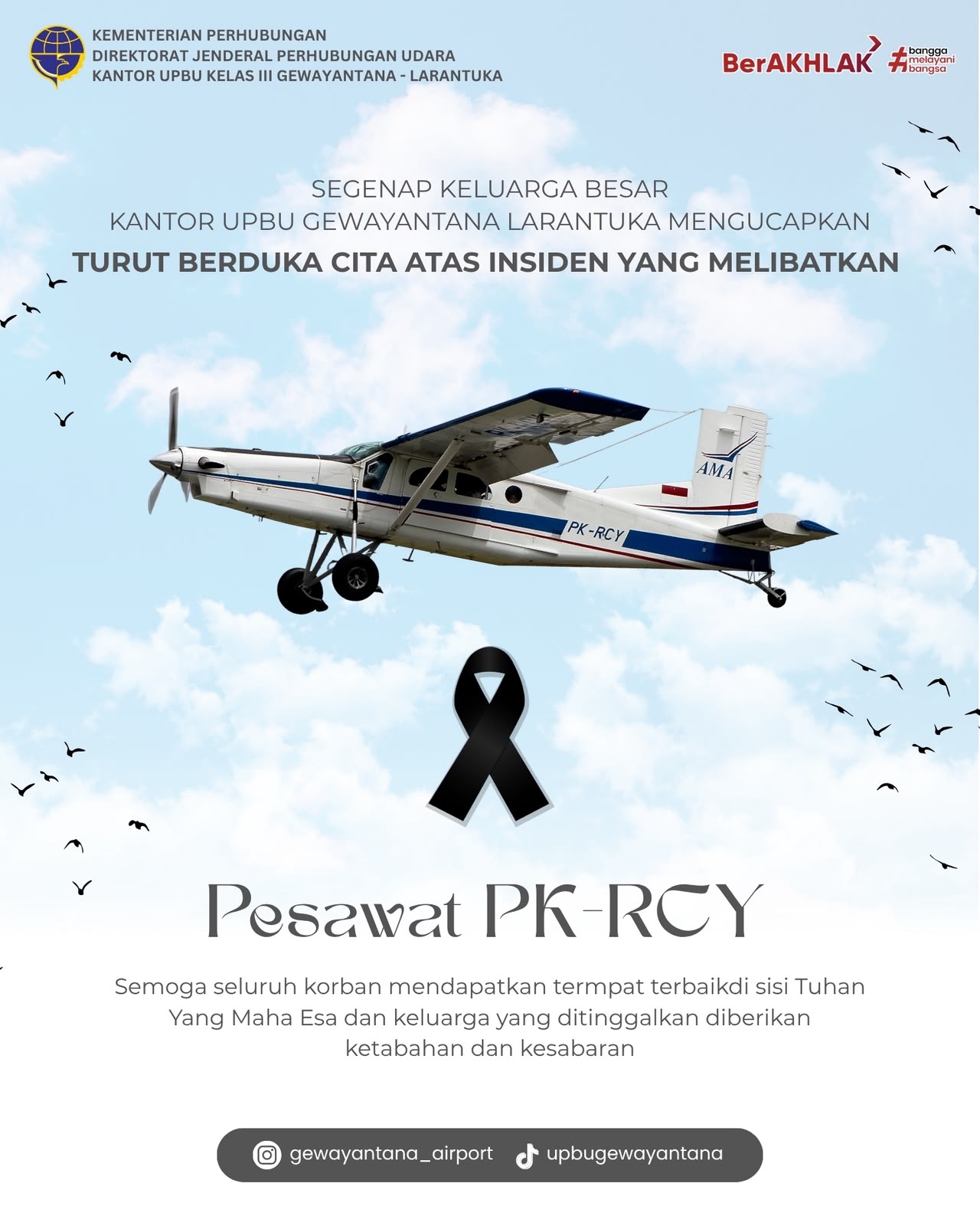 Gambar Berita dengan Judul Turut Berduka Cita Atas Musibah Pesawat PK-RCY