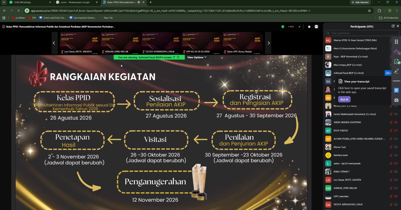 Tim PPID UPBU H. Asan Sampit Ikuti Sosialisasi AKIP Kemenhub Tahun 2026