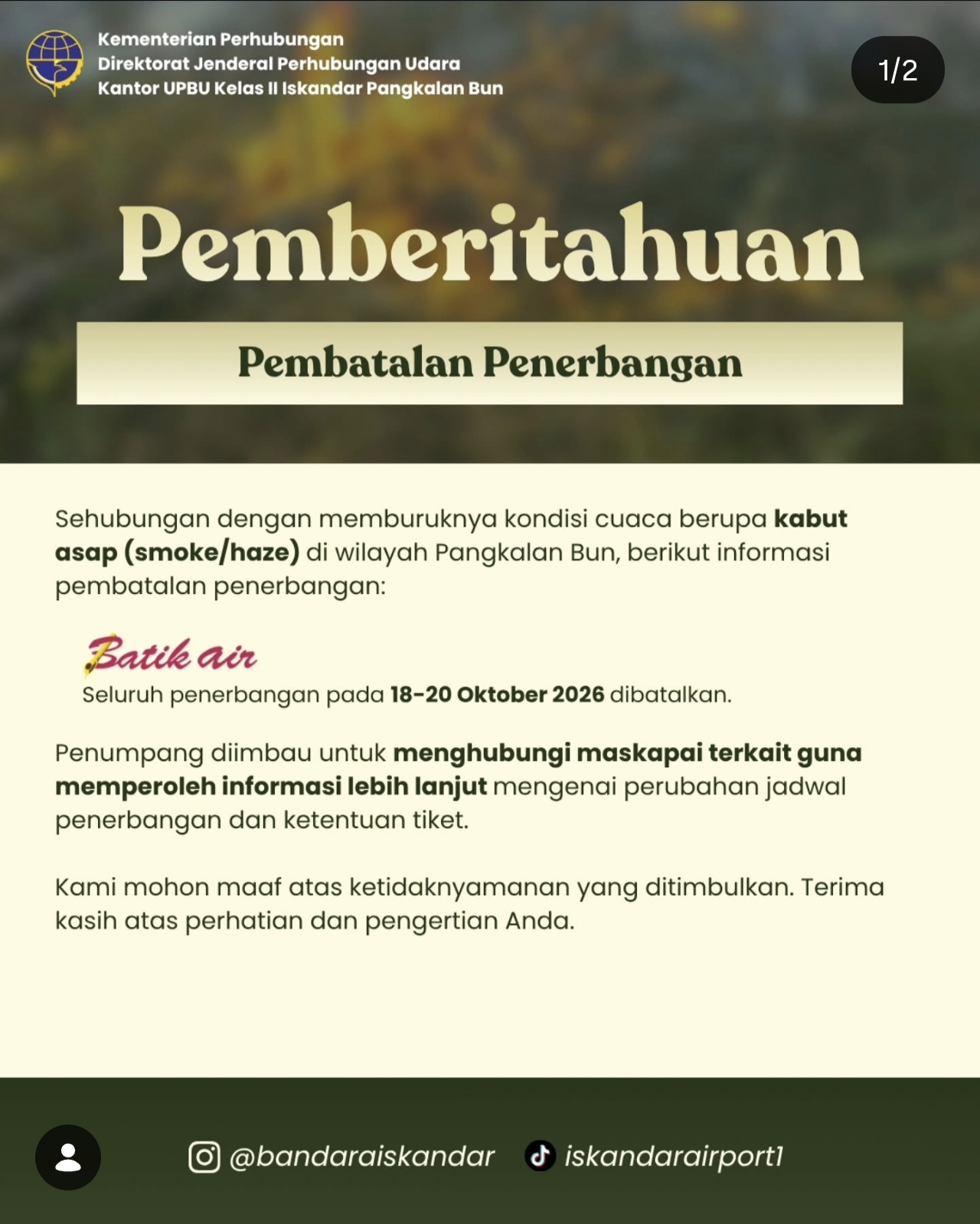 Gambar Berita dengan Judul Info Terkini Penerbangan Bandara Iskandar