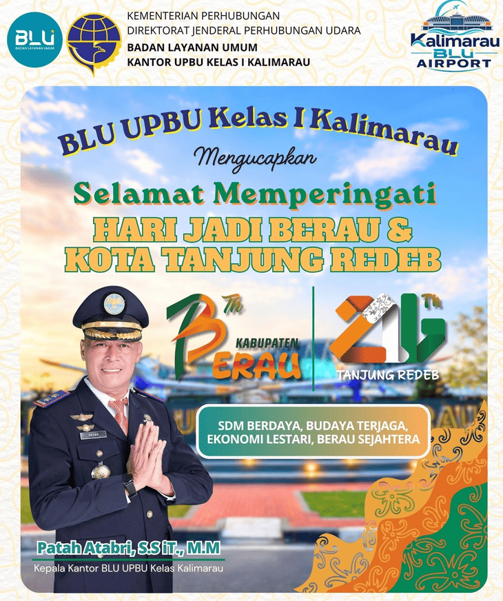Gambar Berita dengan Judul Selamat memperingati hari jadi Kabupaten Berau ke- 73 tahun & Kota Tanjung Redeb ke- 216 tahun.
