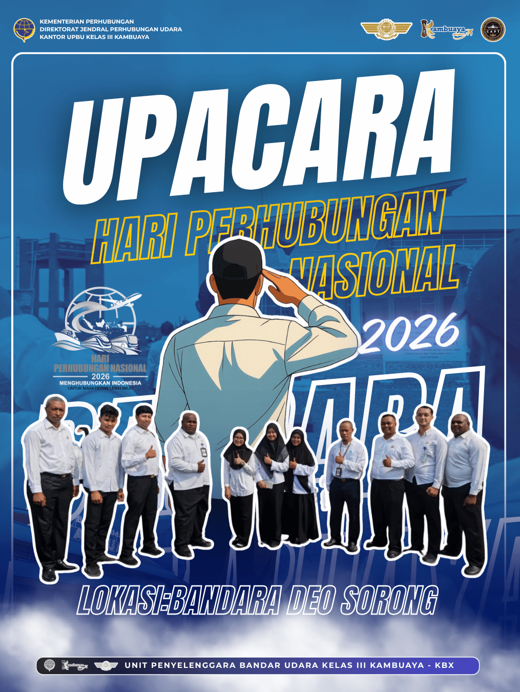 Gambar Berita dengan Judul Personel Bandara Kambuaya Ikuti Upacara Harhubnas 2026 di Bandara DEO Sorong