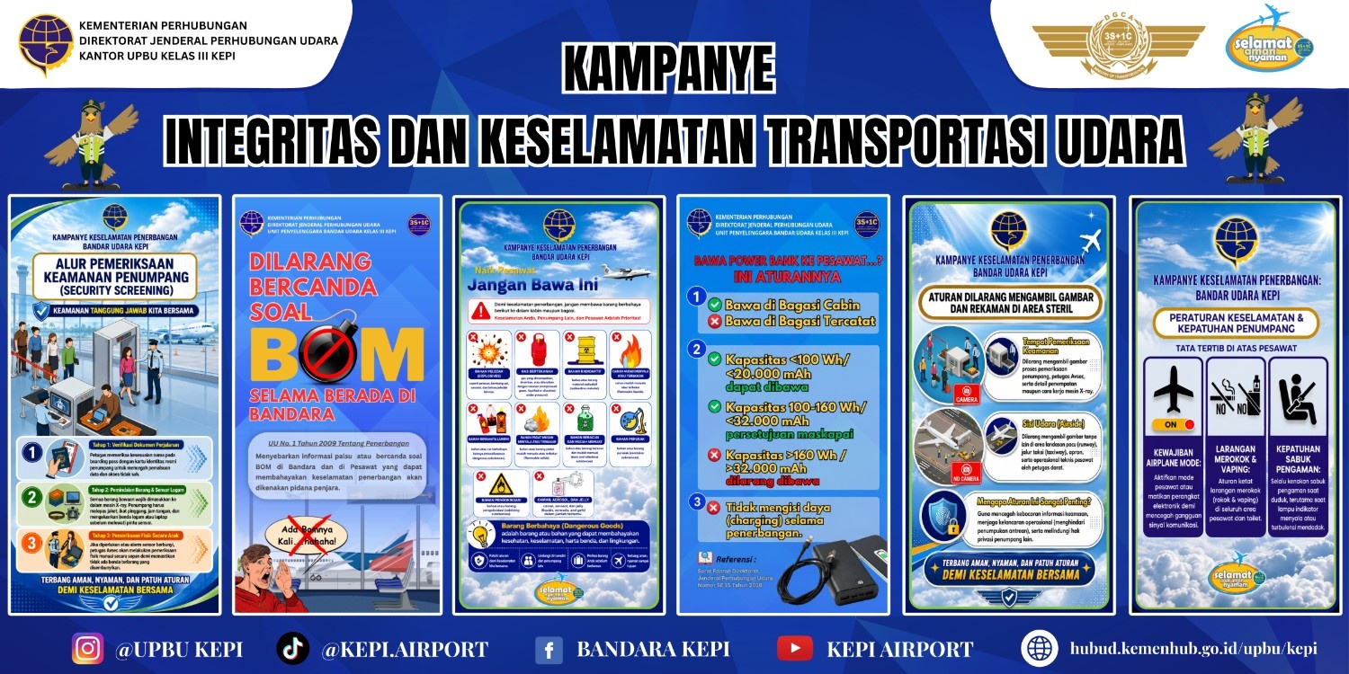 Tindak Lanjuti IM No. 3 Tahun 2026, Bandara Kepi Masifkan Edukasi Aturan Powerbank kepada Penumpang