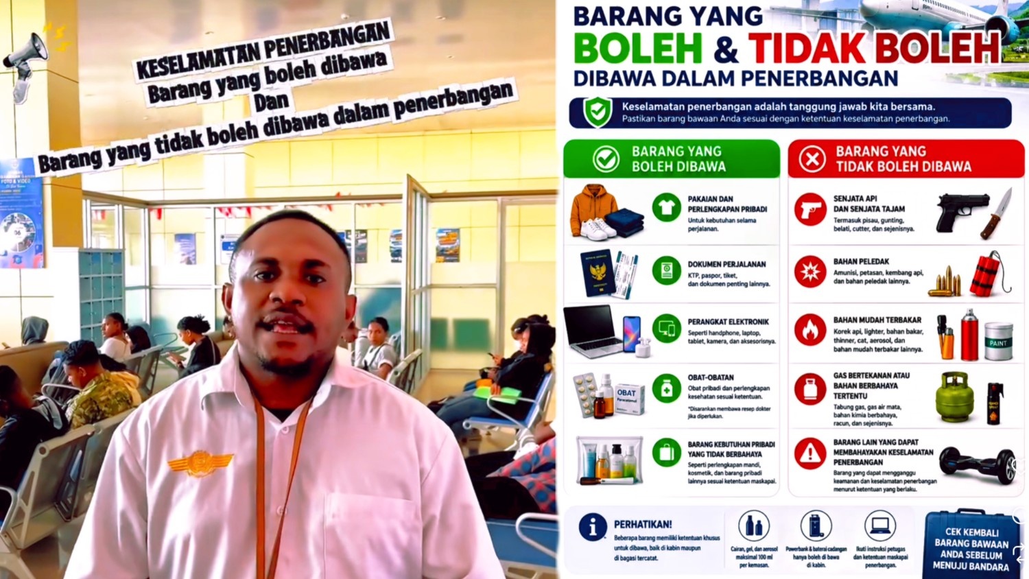Daftar Barang yang Tidak Boleh Dibawa ke Pesawat : Kampanye Keselamatan Rutin Bandara Kepi