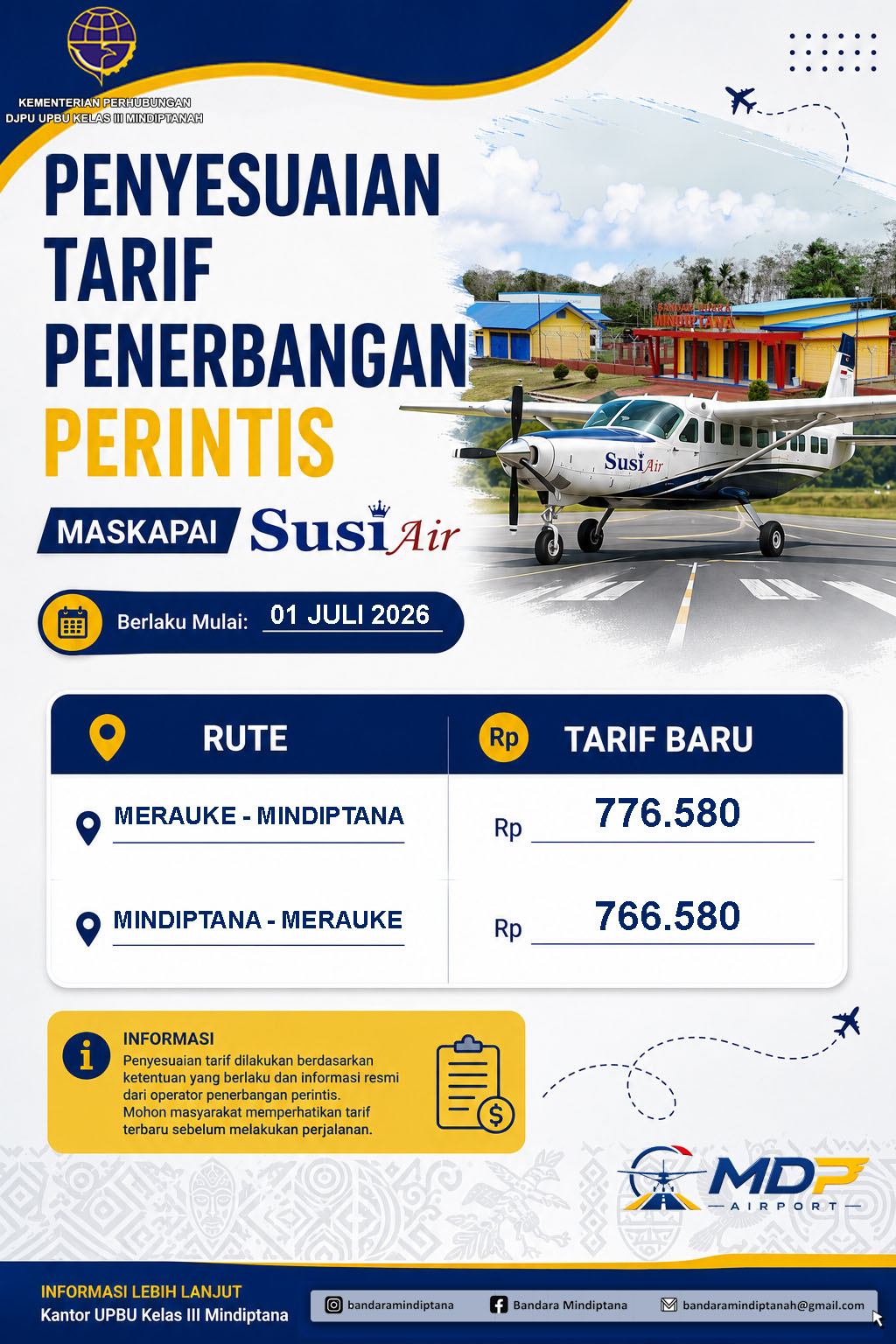 Gambar Berita dengan Judul PENYESUAIAN TARIF PENERBANGAN PERINTIS