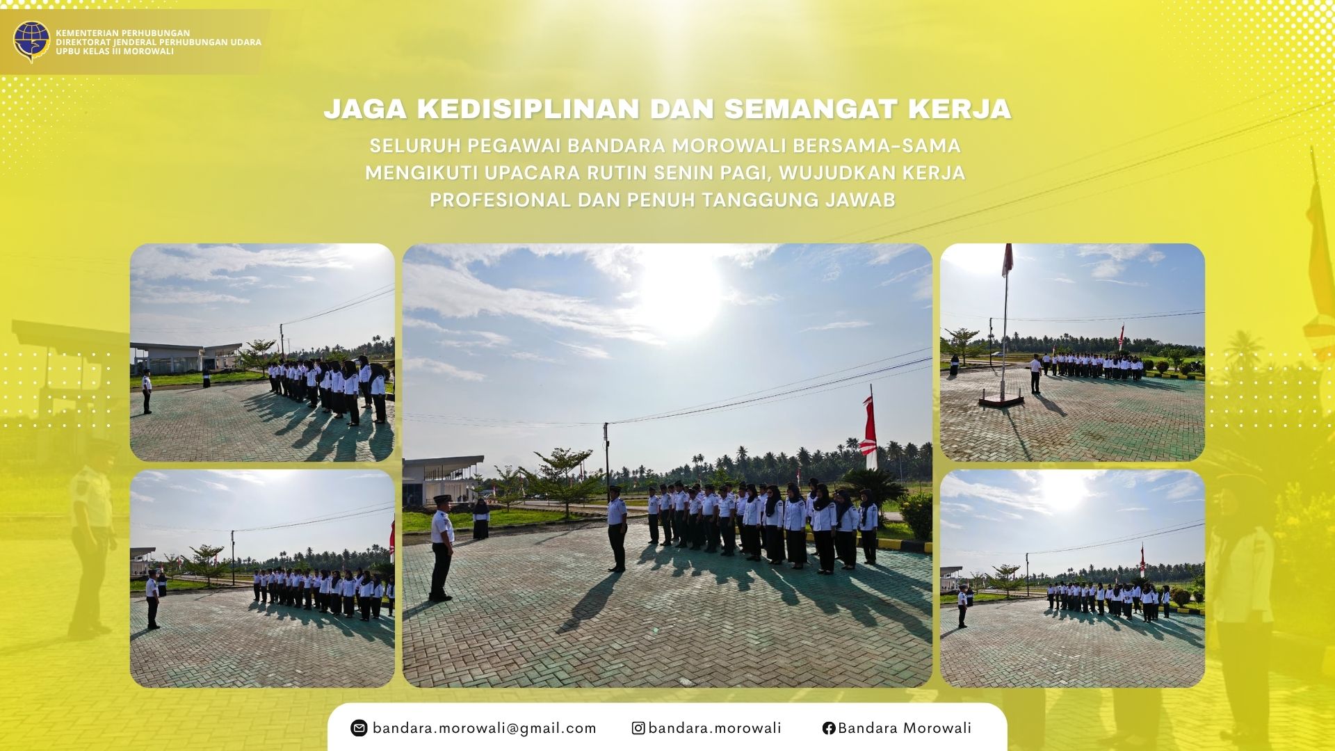 Seluruh Pegawai Bandara Morowali Bersama-Sama Mengikuti Upacara Rutin Senin Pagi, Wujudkan Kerja Profesional dan Penuh Tanggung Jawab