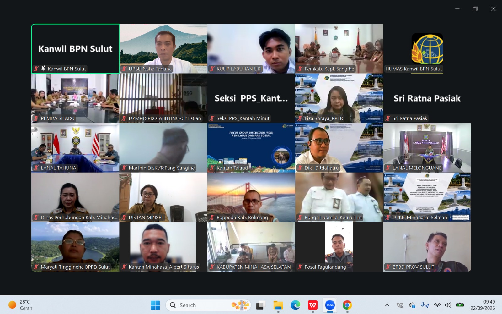 RAPAT KOORDINASI VIRTUAL DAN FGD BERSAMA KANWIL BPN SULUT