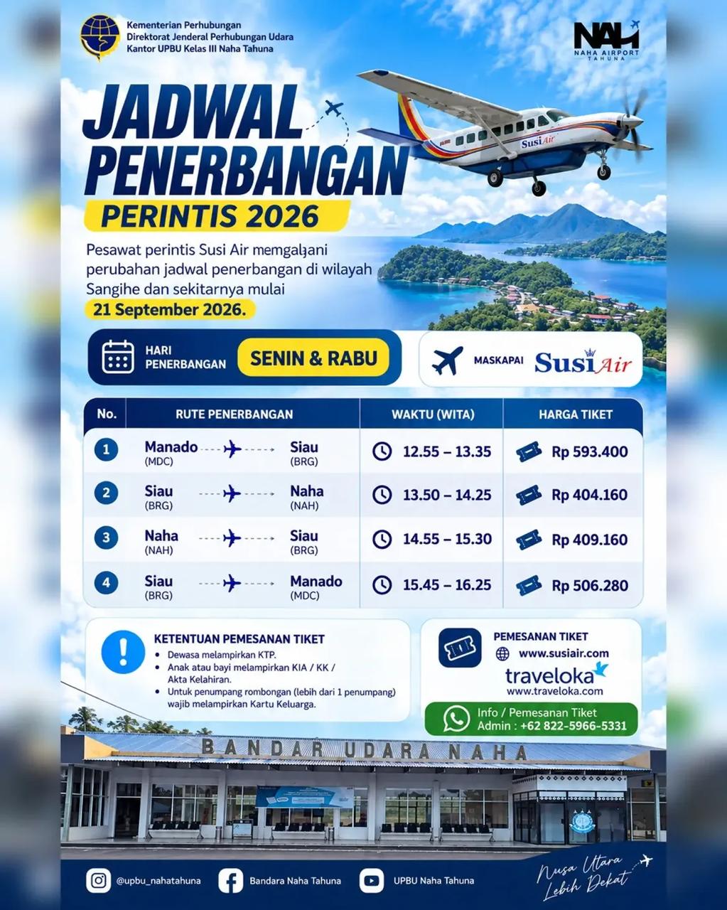 ✈️INFORMASI PERUBAHAN JADWAL PENERBANGAN PERINTIS✈️