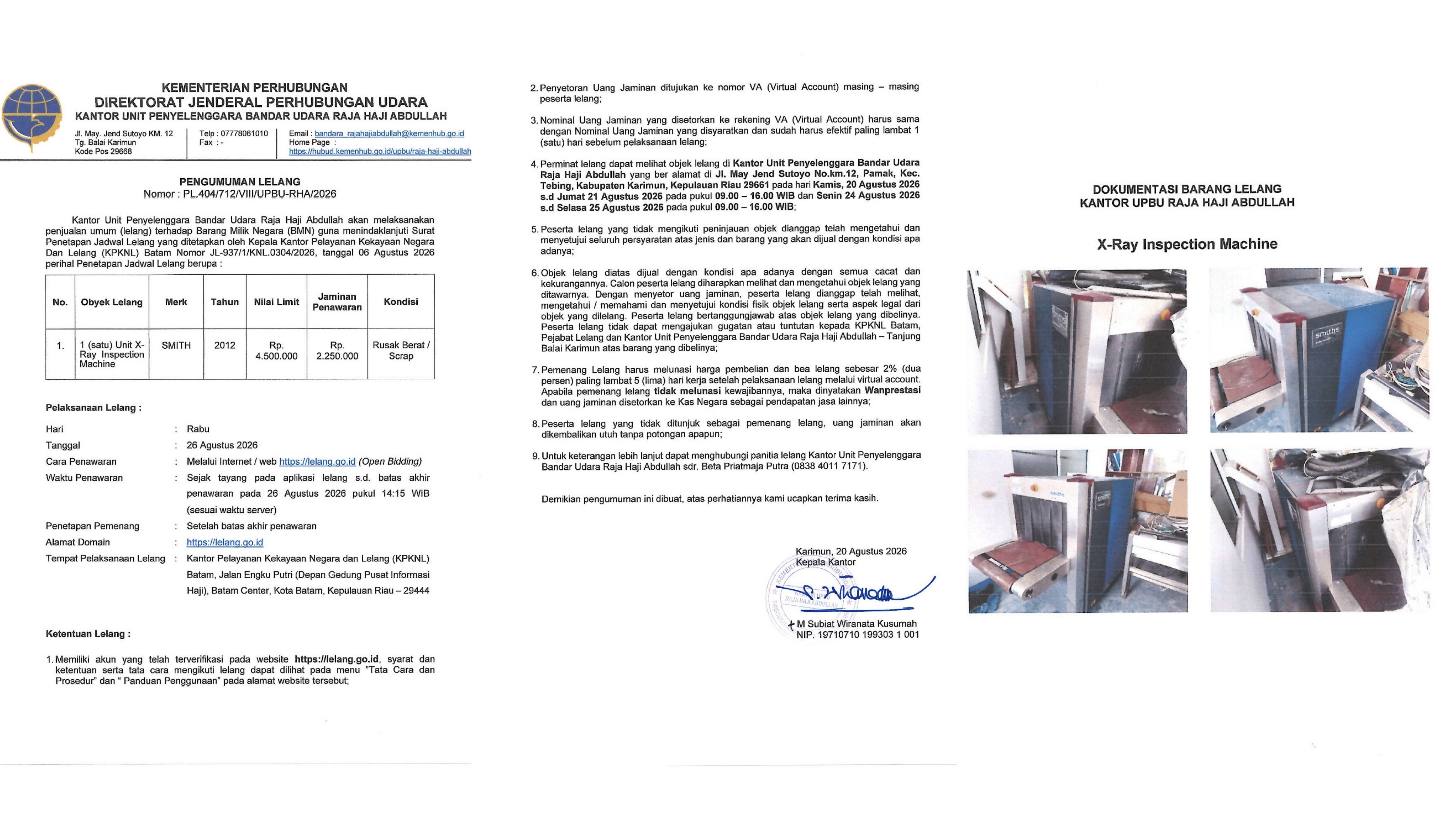 Gambar Berita dengan Judul Pengumuman Lelang Berupa 1 Unit X-Ray Dalam Kondisi Rusak Berat (Scrap)