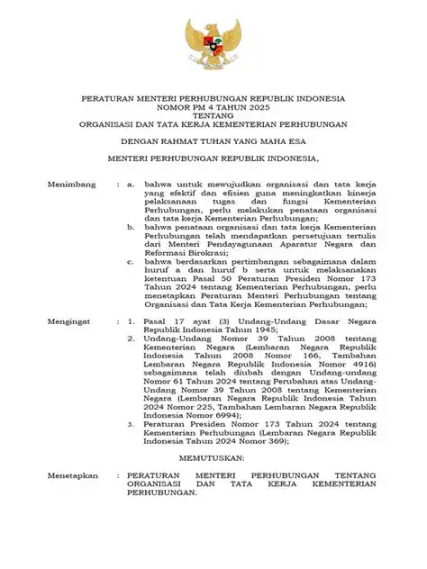 Peraturan Menteri Perhubungan Nomor 46 tahun 2018 tentang Pedoman Pengelolaan Informasi dan Dokumentasi di Lingkungan Kementerian Perhubungan