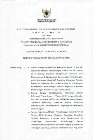 Keputusan Menteri Perhubungan Nomor 117 tahun 2022 tentang SOP Pejabat Pengelola Informasi dan Dokumentasi di Lingkungan Kementerian Perhubungan