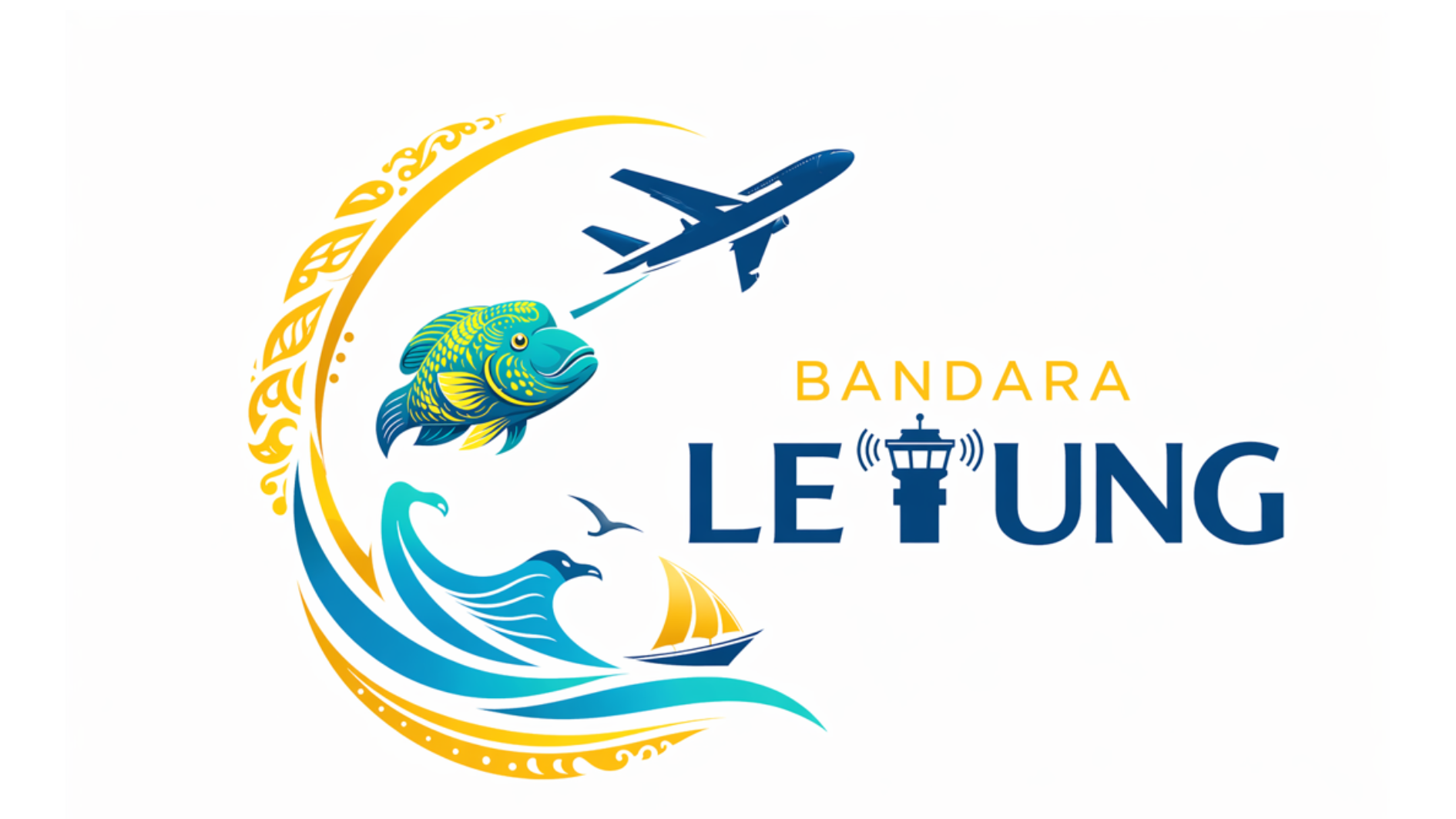 Logo Bandara Letung Anambas merepresentasikan harmoni antara laut dan udara sebagai identitas wilayah kepulauan, di mana bandara berperan sebagai gerbang utama konektivitas.