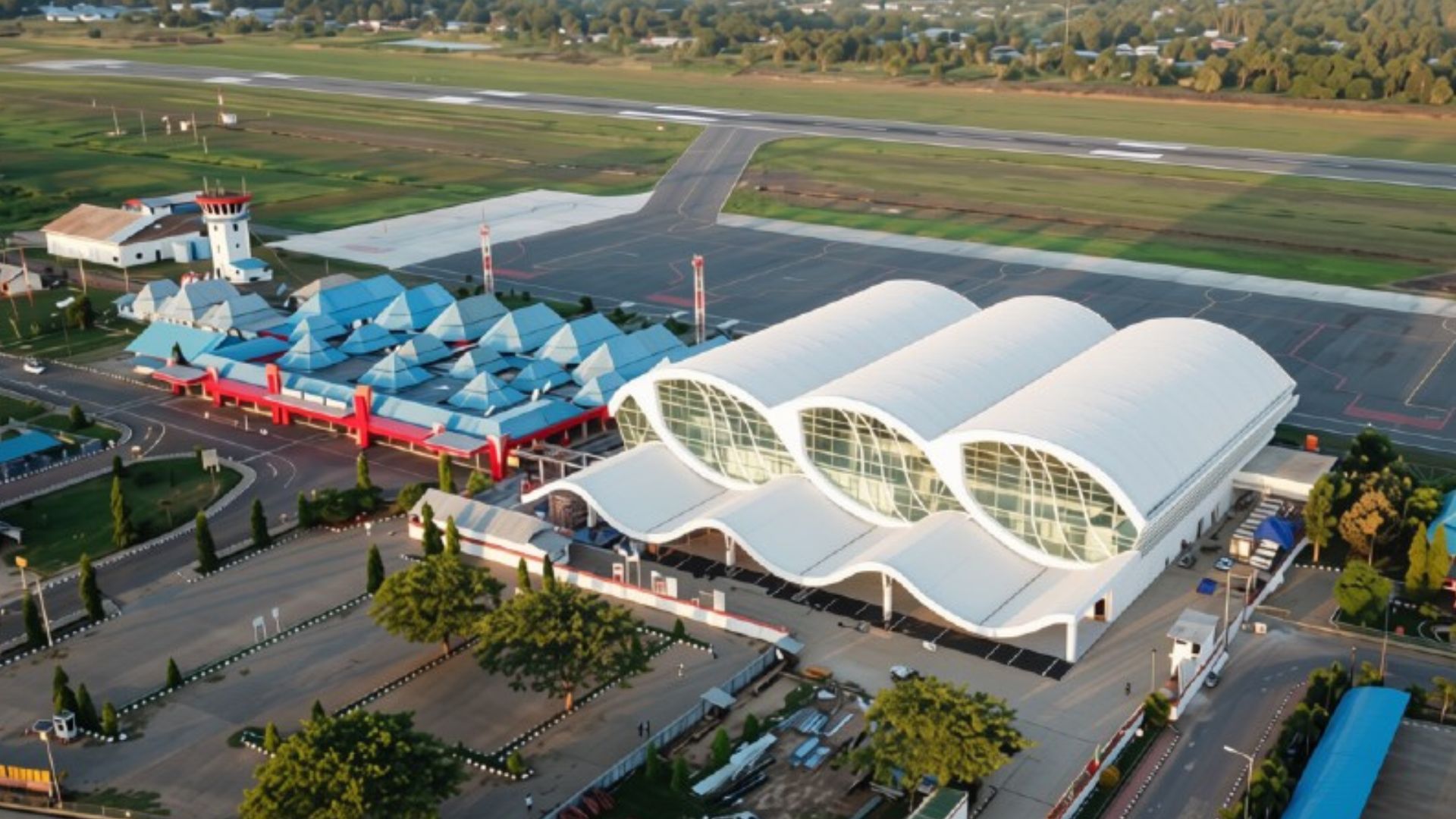 Landing Page Terminal Bandara Mopah Merauke dari Udara