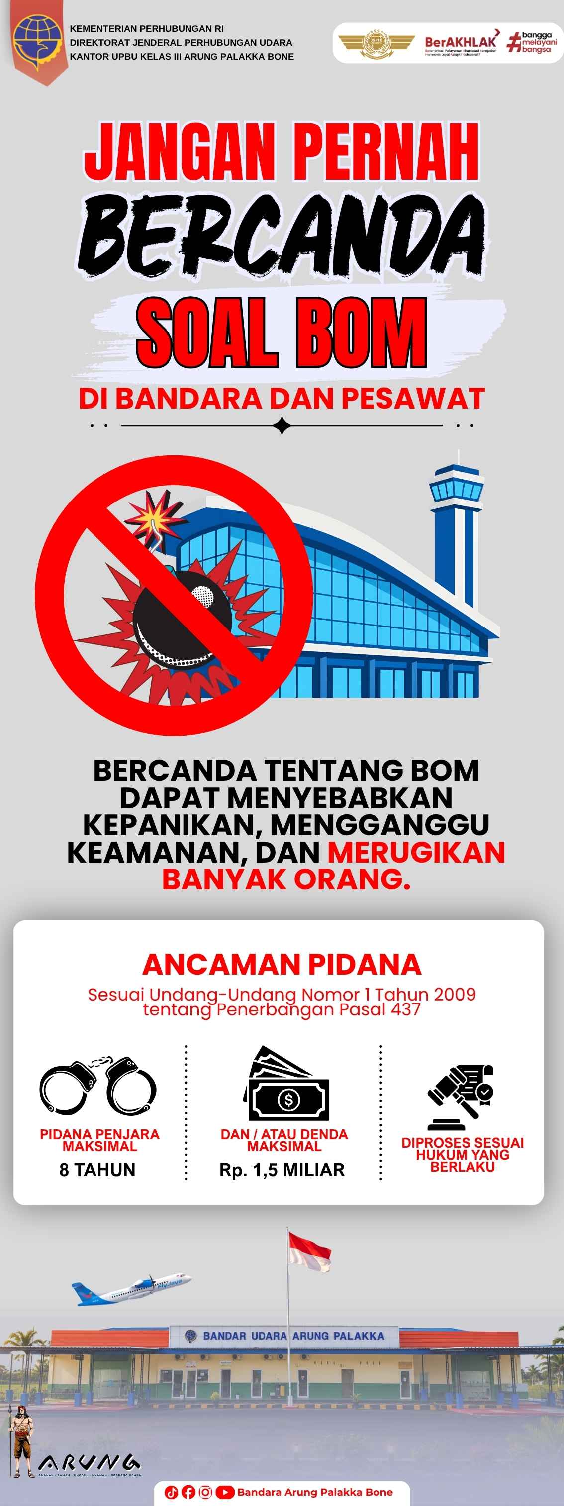 Larangan Bercanda Tentang Bom di Bandara dan Pesawat