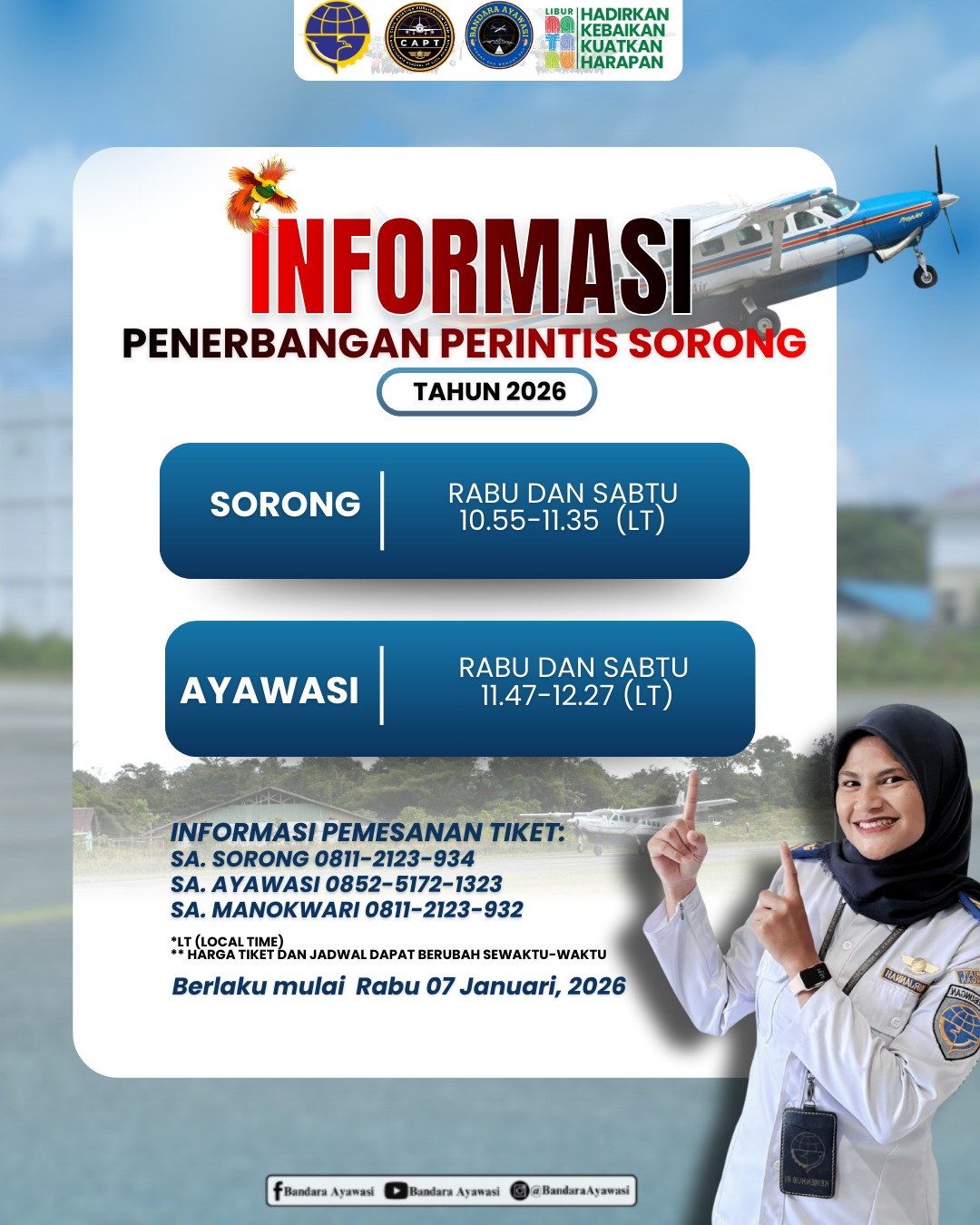 JADWAL PENERBANGAN SORONG-AYAWASI TAHUN 2026