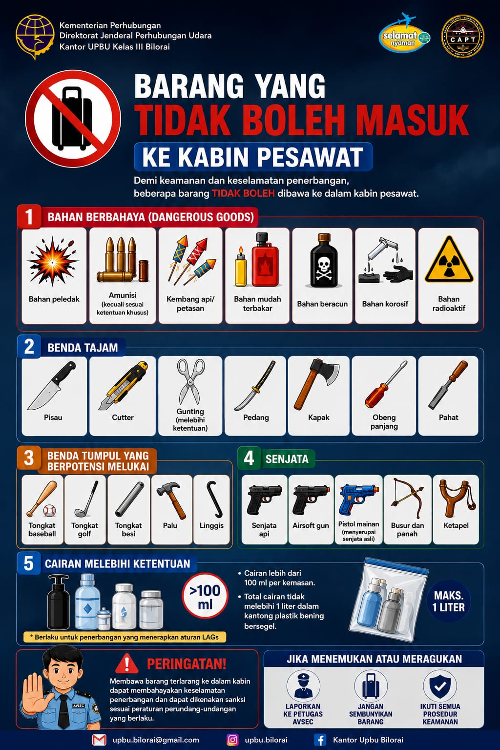 Barang Yang Tidak Boleh Masuk Ke Kabin Pesawat