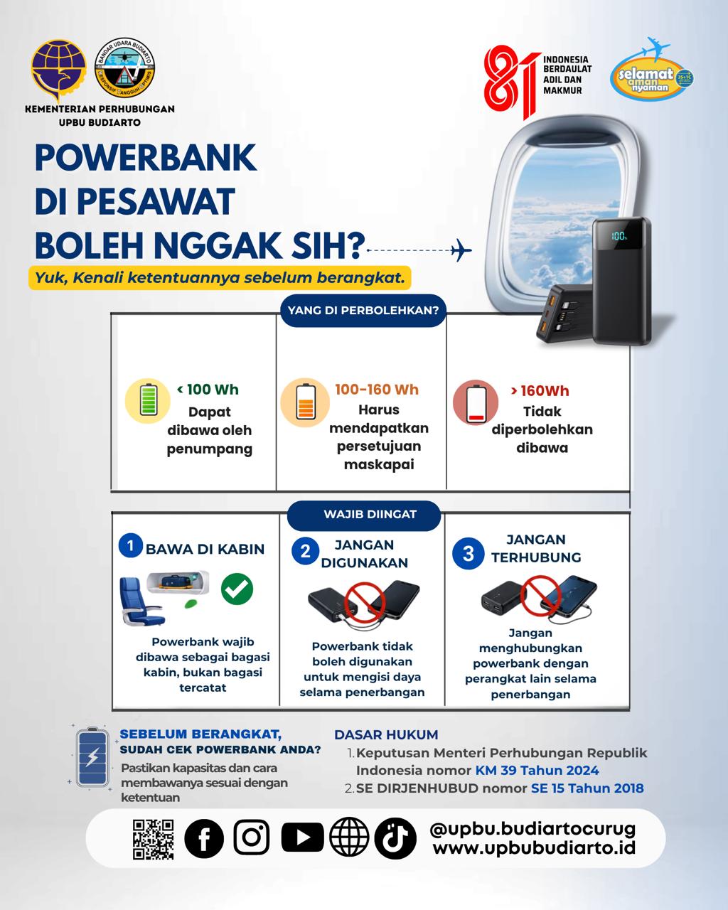 KETENTUAN PENGGUNAAN POWERBANK DI PESAWAT