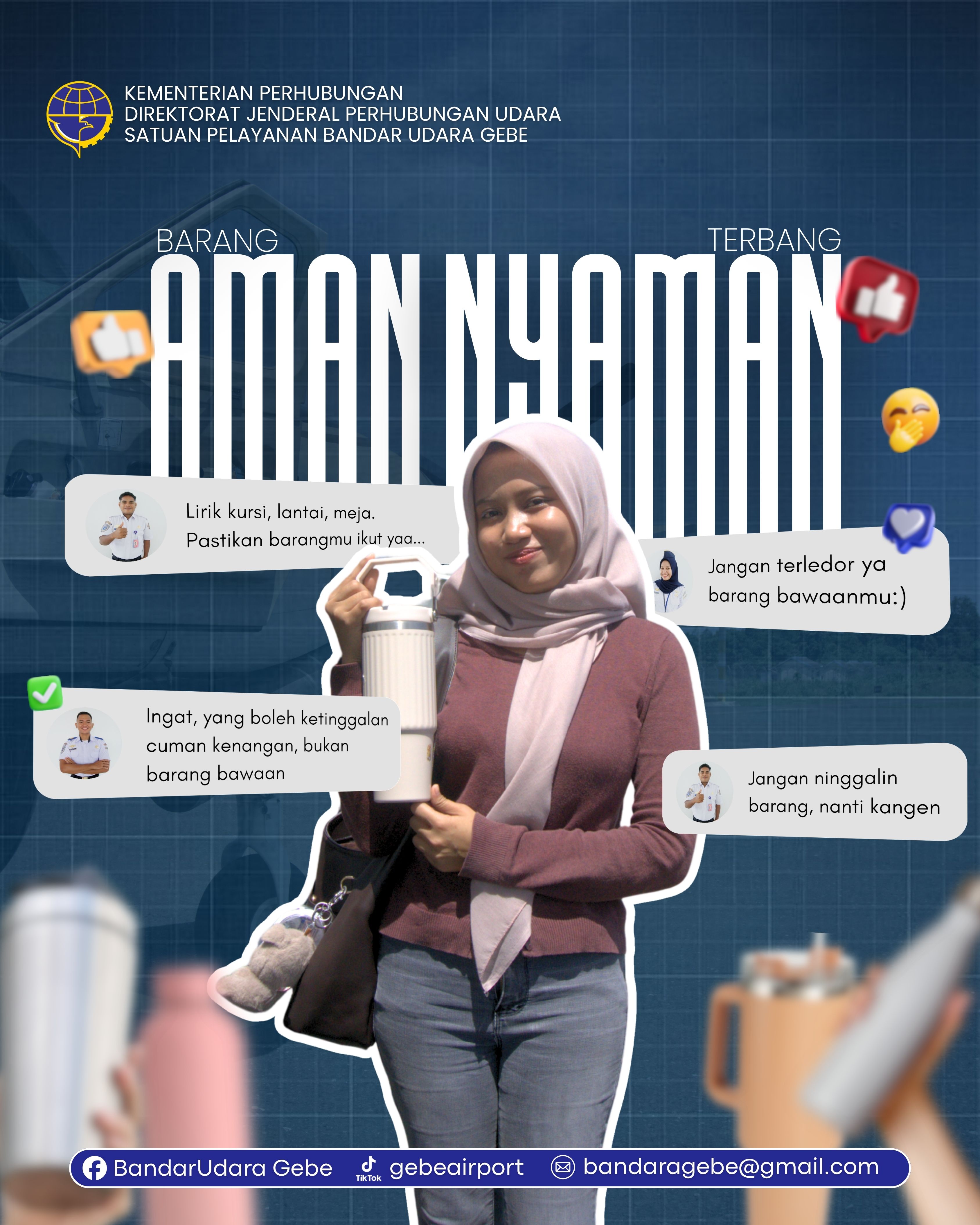 Pastikan barang bawaanmu selalu bersama hingga tiba di tujuan. Cek kembali kursi, lantai, dan area sekitar sebelum meninggalkan bandara atau pesawat, karena perjalanan yang nyaman dimulai dari barang yang aman