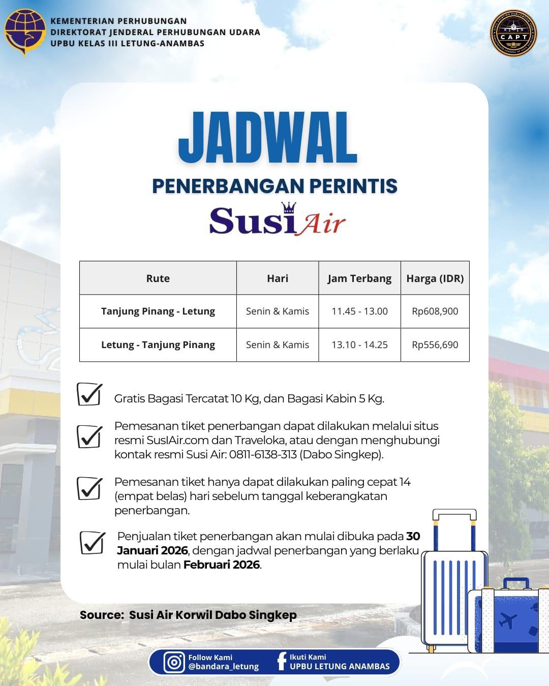 Jadwal Penerbangan Perintis Susi Air