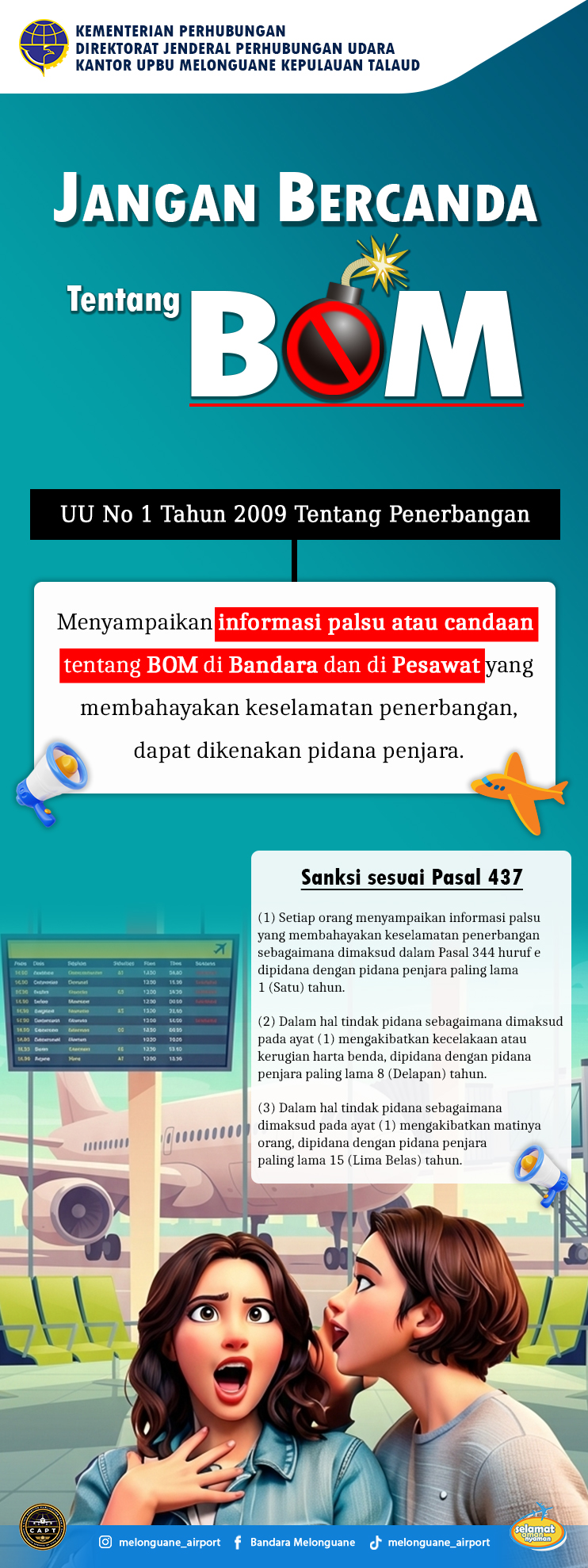 Larangan Bercanda Tentang Bom di Bandar Udara maupun di Pesawat Udara