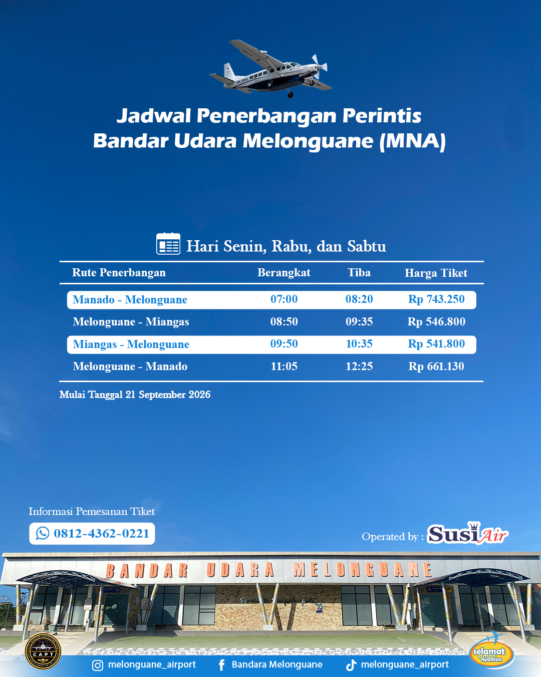 Jadwal Penerbangan Perintis Bandara Melonguane