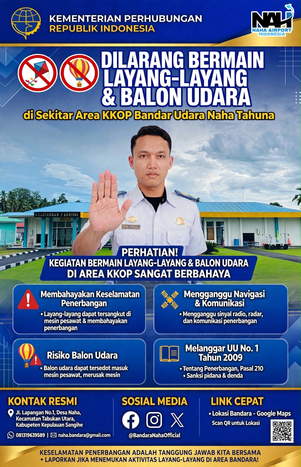 ⛔ STOP! DILARANG LAYANG-LAYANG DAN BALON UDARA DI AREA SEKITAR BANDARA NAHA TAHUNA! ⛔