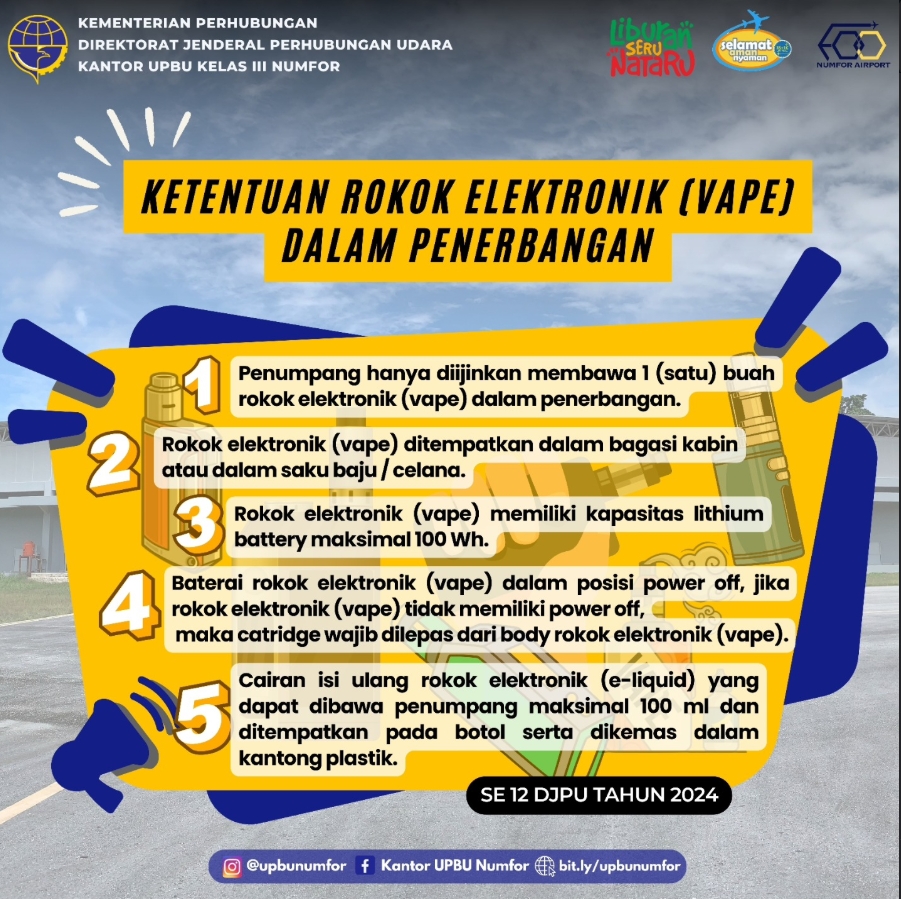 Ketentuan Rokok Electric Dalam Penerbagan