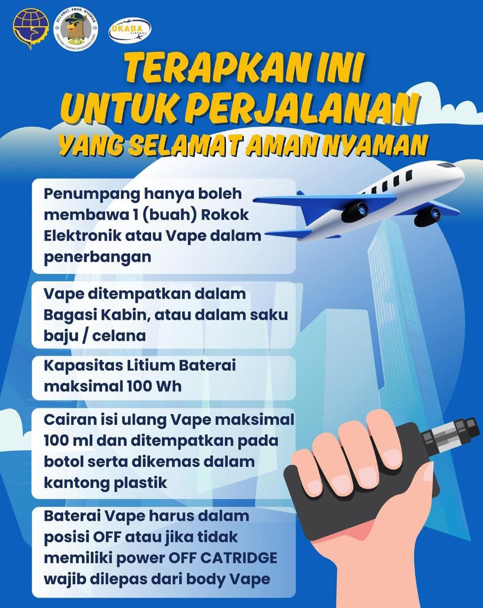 Ketentuan Membawa Rokok Elektronik/Vape dalam Penerbangan