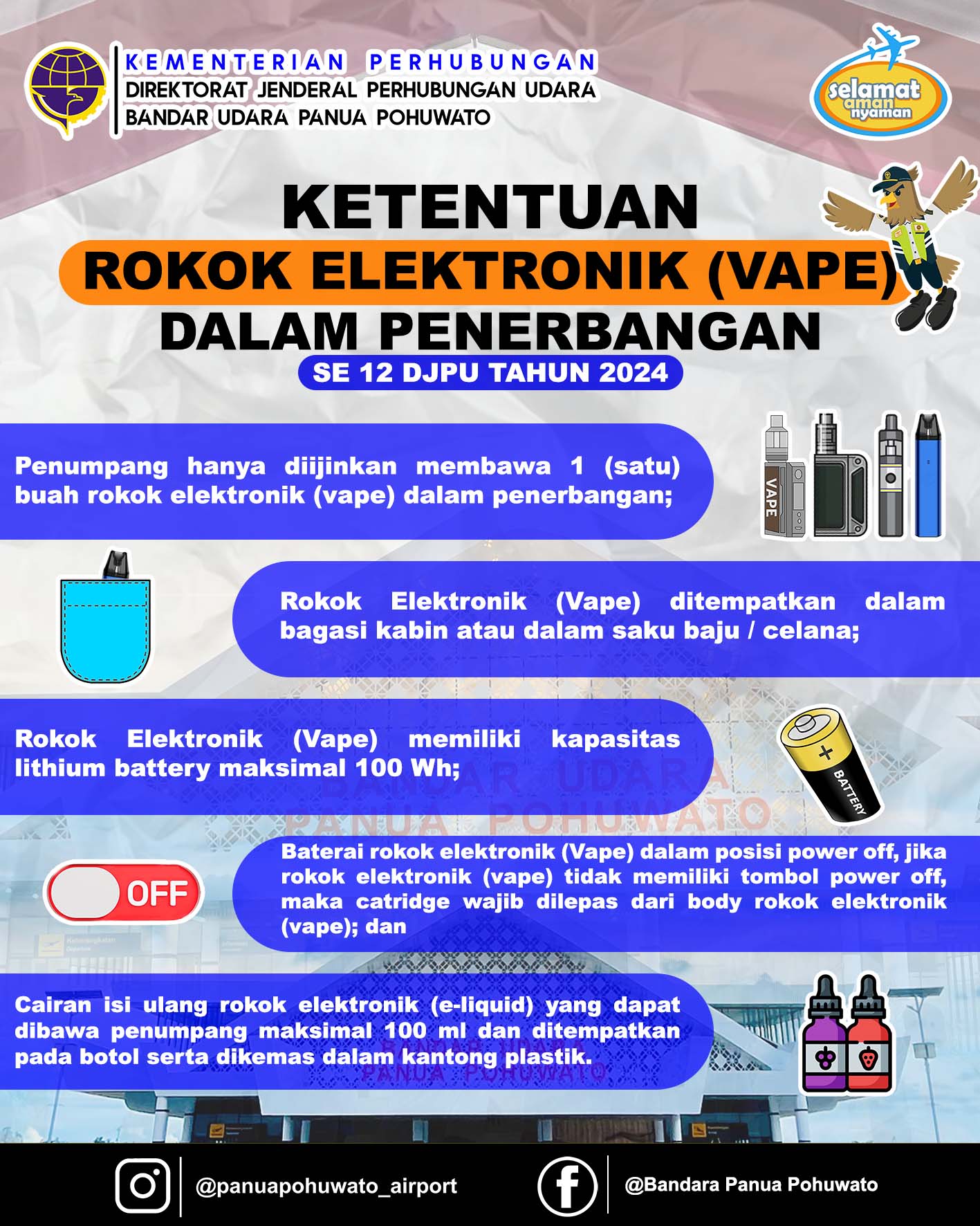 Himbauan Rokok Elektrik Di Bandar Udara