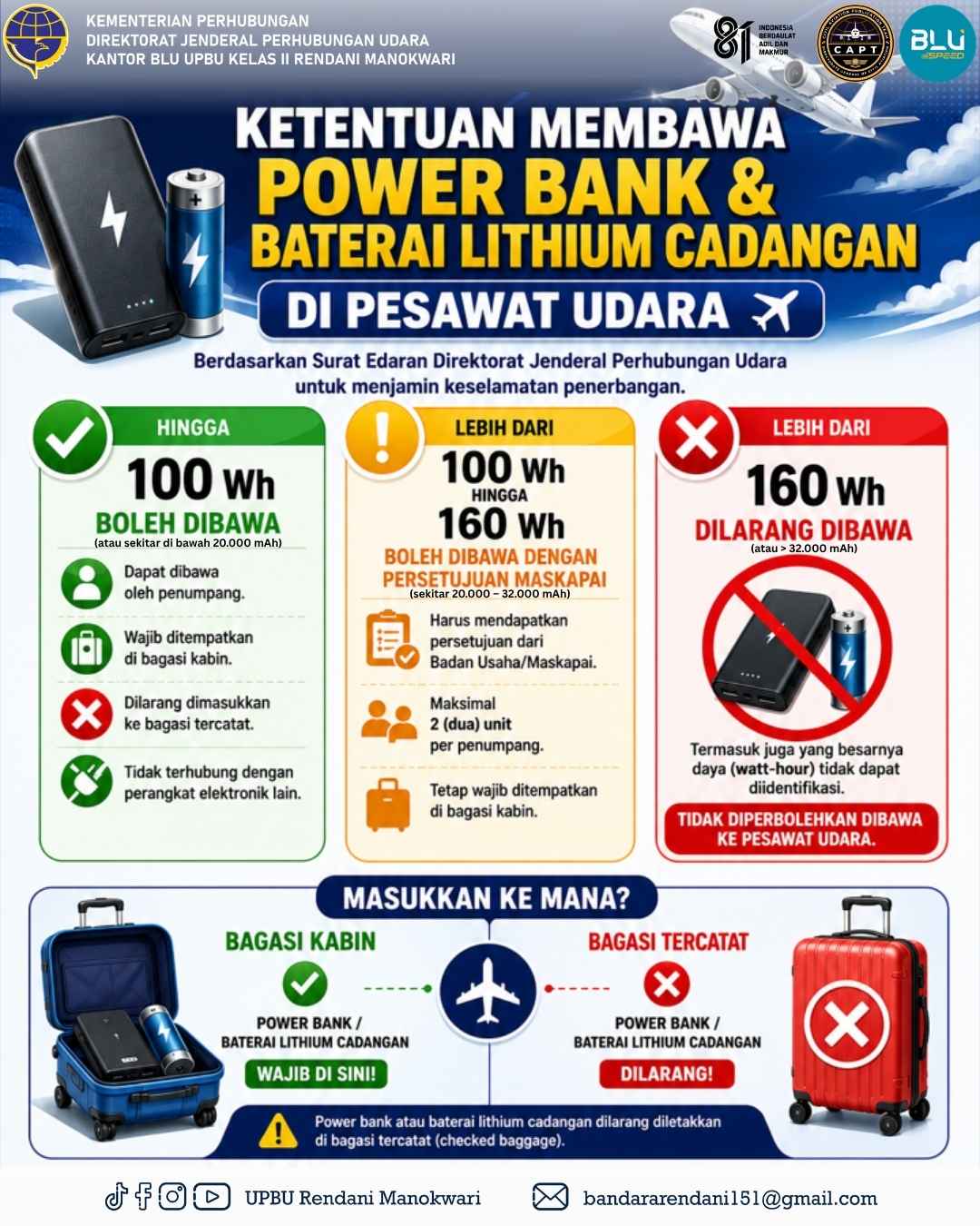 Ketentuan membawa power bank & baterai lithium cadangan