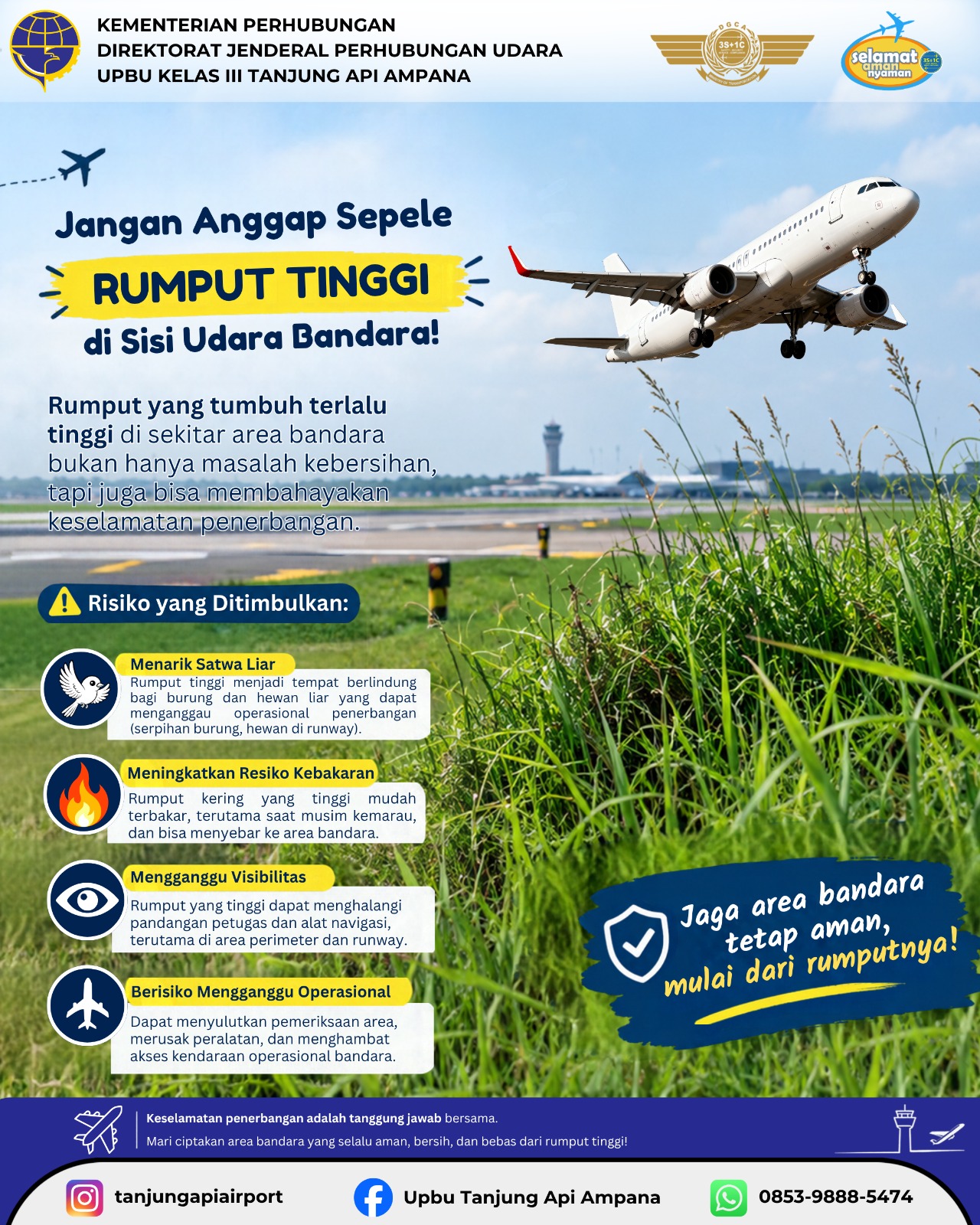Jangan Anggap Sepele Rumput Tinggi di Sisi Udara Bandara!