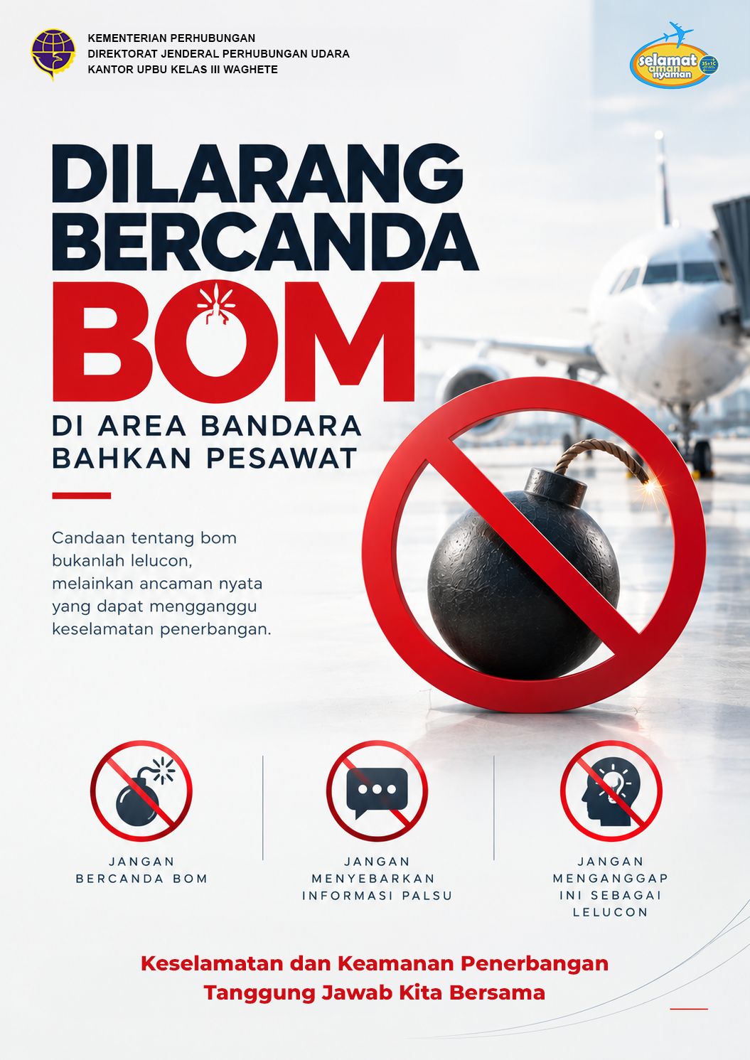 Dilarang Bercanda Soal Bom Di Area Bandar Udara dan Pesawat