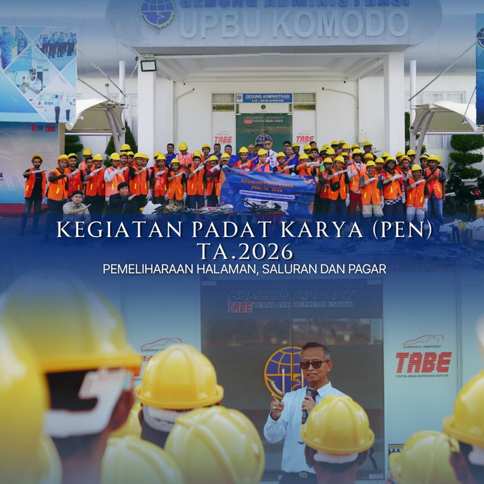 Bandara Komodo membuka program padat karya pada 8 Oktober 2026 dengan melibatkan 56 peserta. Kegiatan berlangsung hingg…