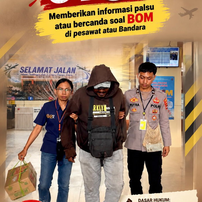 🚨 STOP! JANGAN BERCANDA SOAL BOM DI BANDARA ATAU PESAWAT! 🚨 Memberikan informasi palsu atau bercanda mengenai bom buk…
