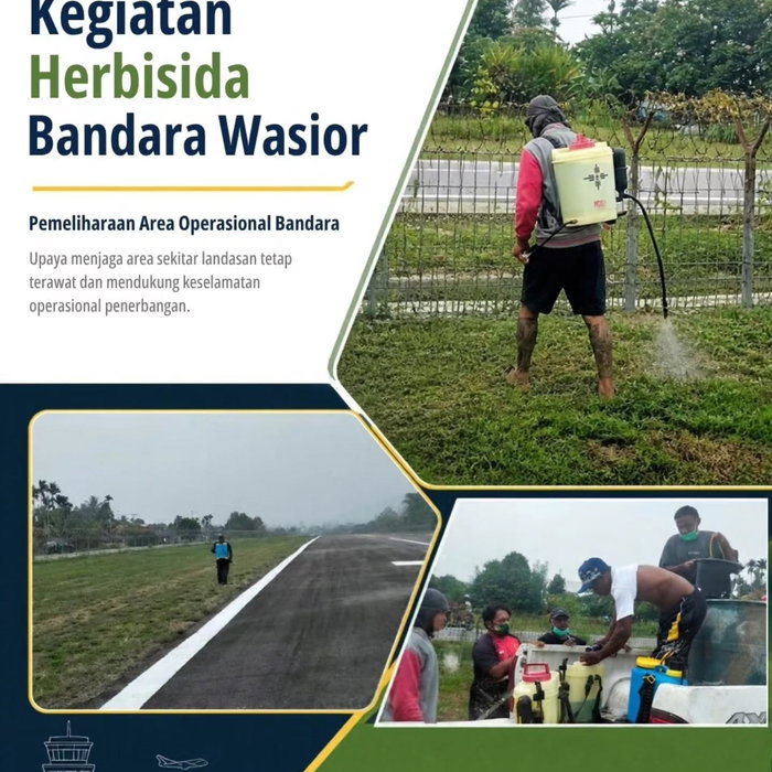 Kamis, 15 Oktober 2026 🌱✈️ KEGIATAN PENYEMPROTAN HERBISIDA BANDAR UDARA WASIOR Dalam rangka menjaga kebersihan, kerapi…