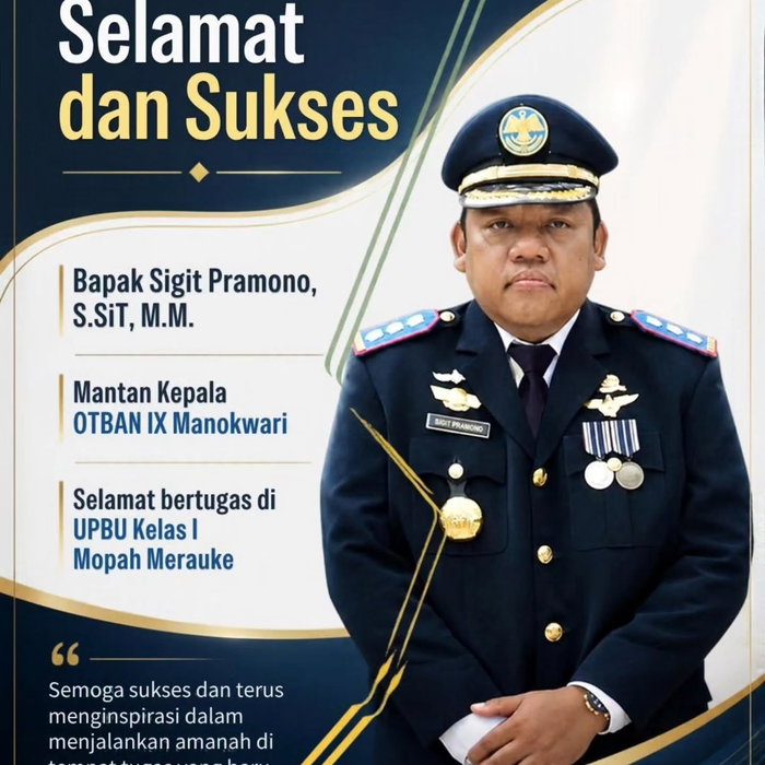 Keluarga Besar Bandar Udara Wasior mengucapkan selamat dan sukses kepada Bapak Sigit Pramono, S.SiT., M.M., mantan Kepa…
