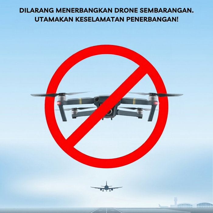🚫 DILARANG MENERBANGKAN DRONE SEMBARANGAN! ✈️ Drone di area terlarang bisa memicu risiko tabrakan, mengganggu konsentr…