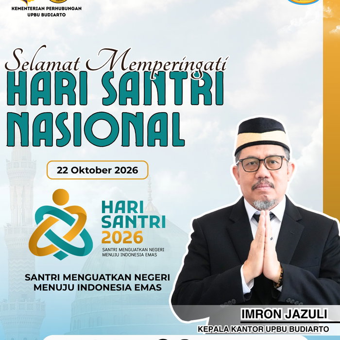 Selamat Memperingati Hari Santri Nasional 22 Oktober 2026 SANTRI MENGUATKAN NEGERI MENUJU INDONESIA EMAS Keluarga Besar…