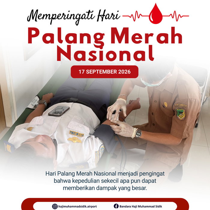 Keluarga Besar Bandar Udara Haji Muhammad Sidik Mengucapkan : Selamat Hari Palang Merah Nasional!🩸 Setetes darah dan u…