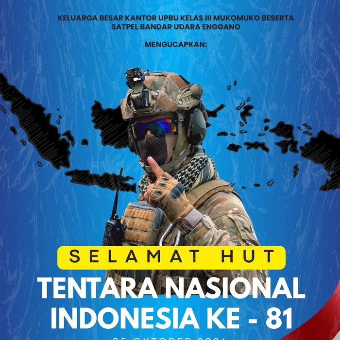 🇮🇩 Dirgahayu Tentara Nasional Indonesia ke-81! Keluarga besar Bandar Udara Kelas III Mukomuko beserta Satuan Pelayanan …